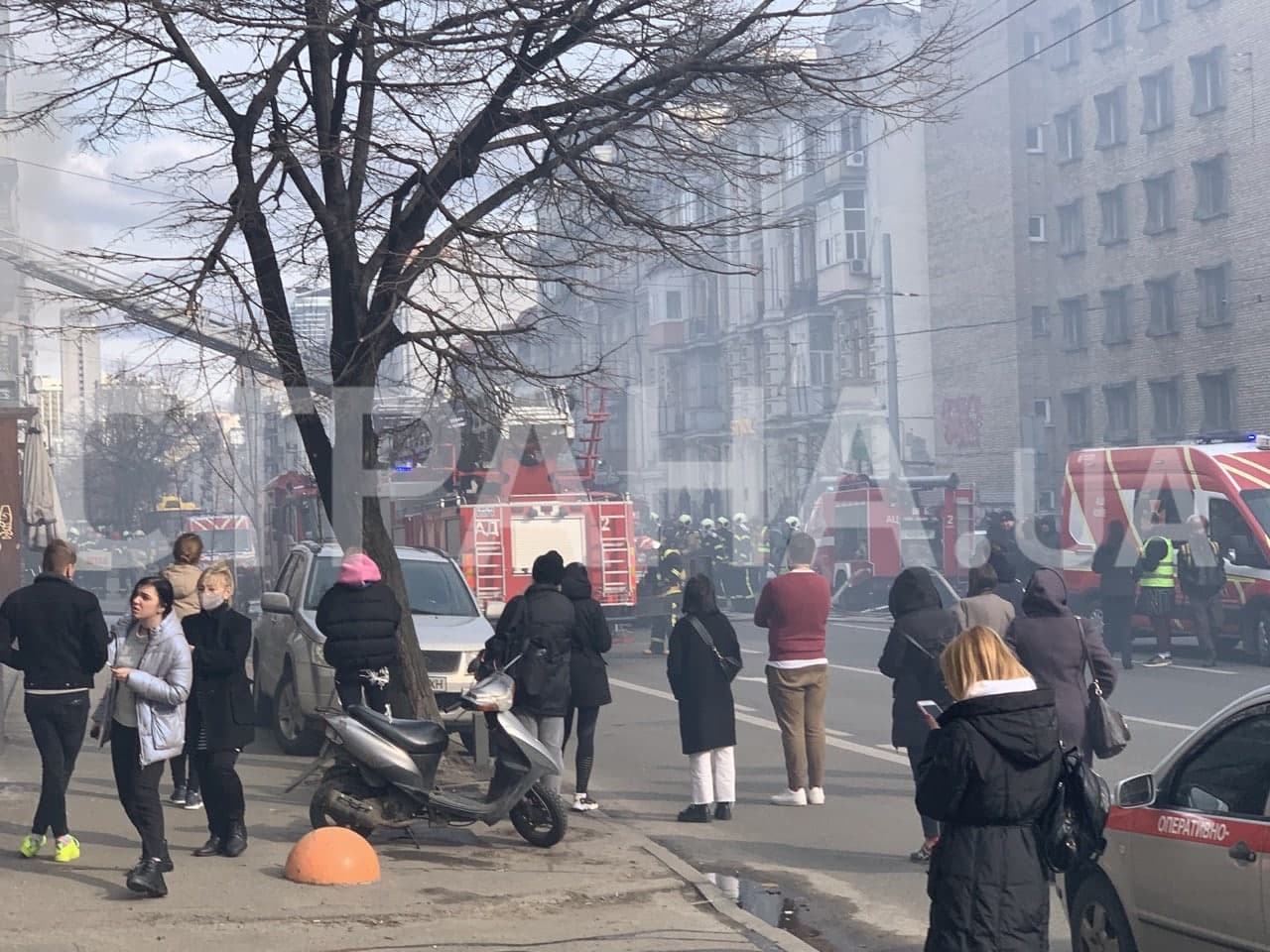 пожар на улице Саксаганского в Киеве